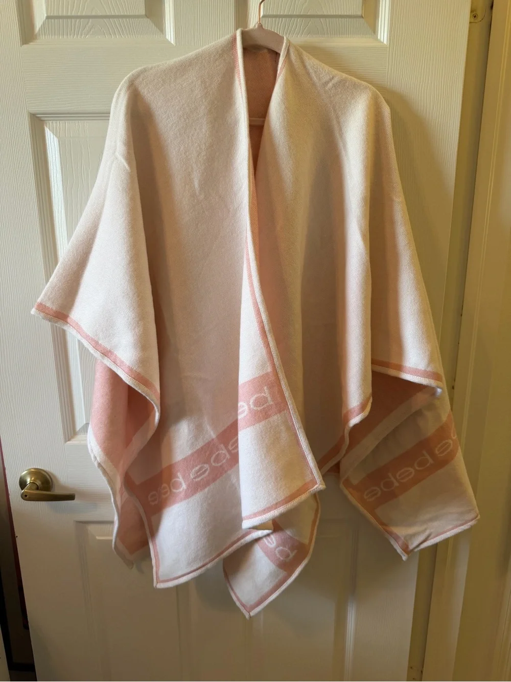bebe Cream and Pink Logo Throw Blanket